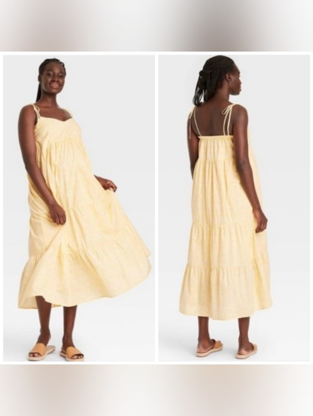 The Nines by HATCH Sleeveless Maternity Dress Size Small Yellow Spaghetti Straps